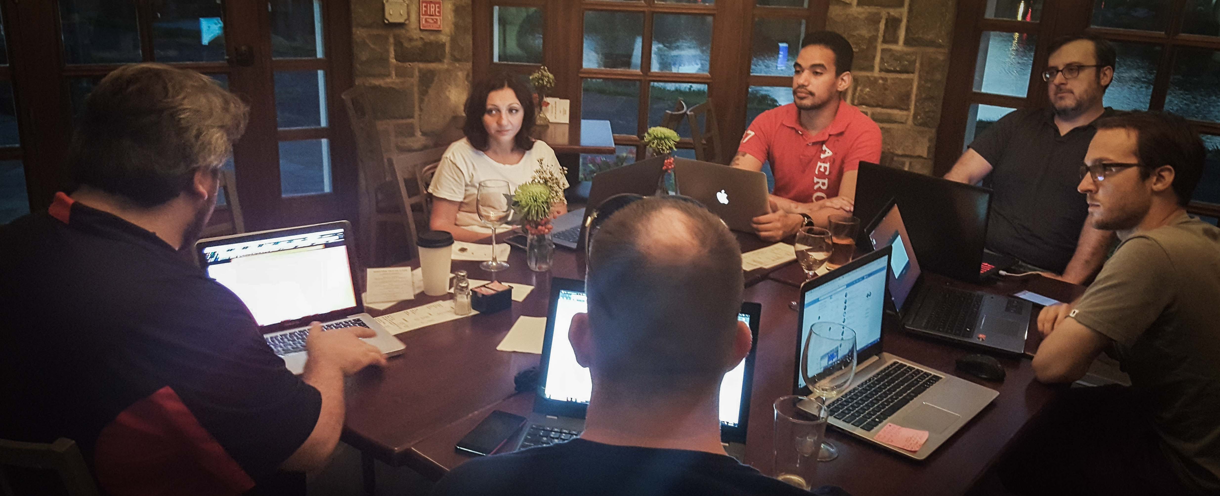 colleagues collaborating in a mystical room